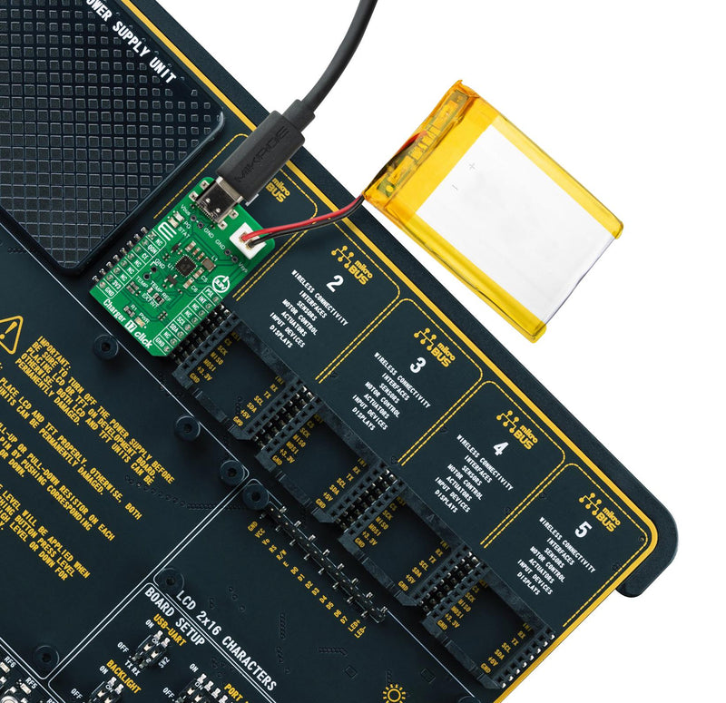 MIKROELEKTRONIKA MIKROE-4823 Add-On Board, Charger 17 Click, 3.3V in, I2C Interface