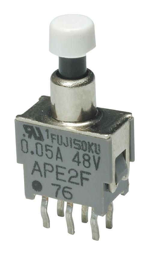 NIDEC COMPONENTS APE2F-2M-10-Z Pushbutton Switch, APE, DPDT, On-(On), Plunger for Cap