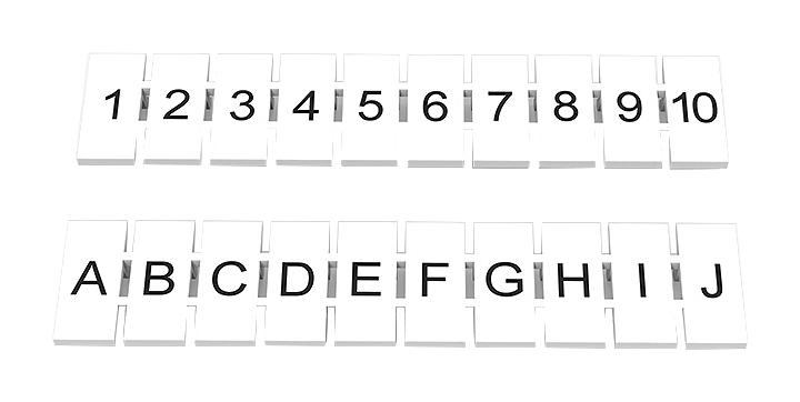 MULTICOMP PRO MP012897 Terminal Block Marker, Marker Strip, DIN Rail Terminal Blocks, 1-10, A-J, 5.25 mm