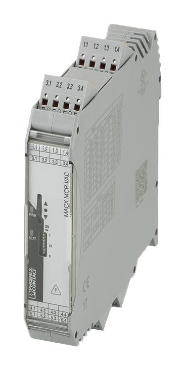 PHOENIX CONTACT 2906244 Voltage Transducer, AC Voltage Input, MACX MCR, 30 Vdc, 0.045 A GTIN UPC EAN: 4055626050911 MACX MCR-VAC-PT