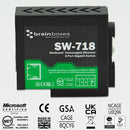 BRAINBOXES SW-718 Switch, Hardened, 8 Ports, Industrial, Gigabit Ethernet, DIN Rail, RJ45 x 8, 10Mbps, 100Mbps, 1Gbps GTIN UPC EAN: 0837324005110