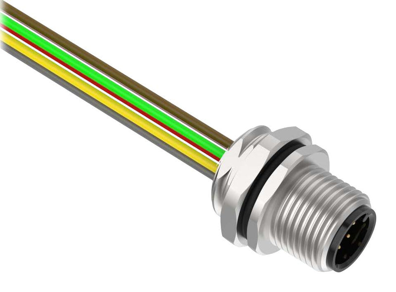 BANNER ENGINEERING BR-M12M8F9-2 Sensor Cable, A Code, PG9, M12 Plug, Free End, 8 Positions, 2 m, 6.6 ft, BR-M12 Series