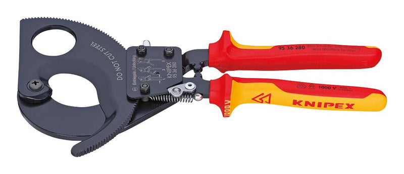 KNIPEX 95 36 280 Cable Cutter, 280mm Length, Smooth, Insulated Handle, For Copper and Aluminium GTIN UPC EAN: 4003773026891