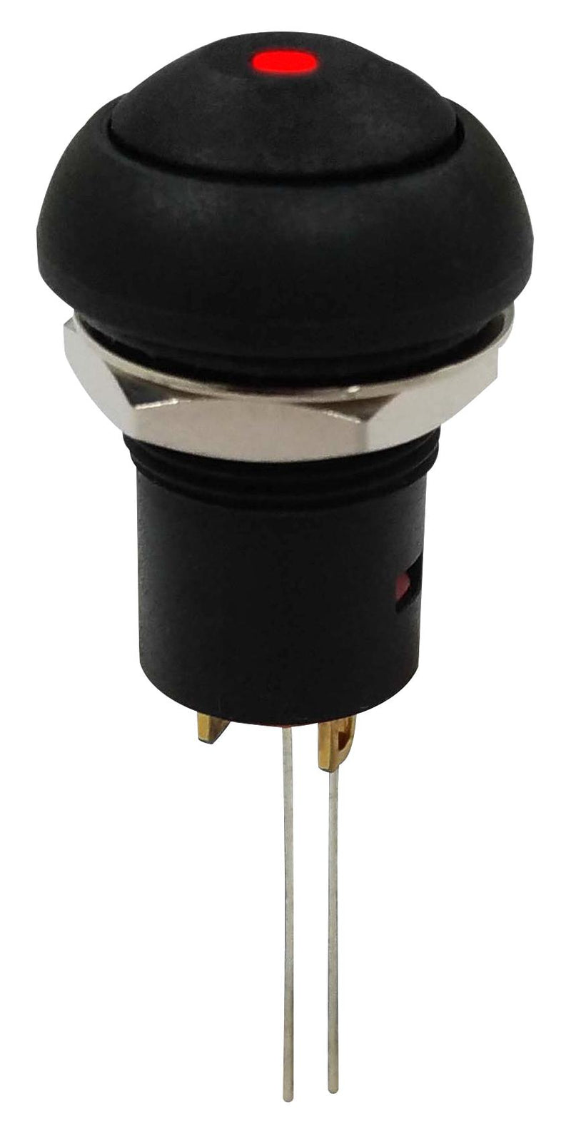 MULTICOMP PRO MP-PB11-4CSKR-10 Vandal Resistant Switch, 0.535 ", SPST-NO-DM, Off-(On), Round Domed, Black