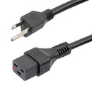 L-COM C19LN515P-15-10F PWR CORD, NEMA 5-15P-IEC C19, 10