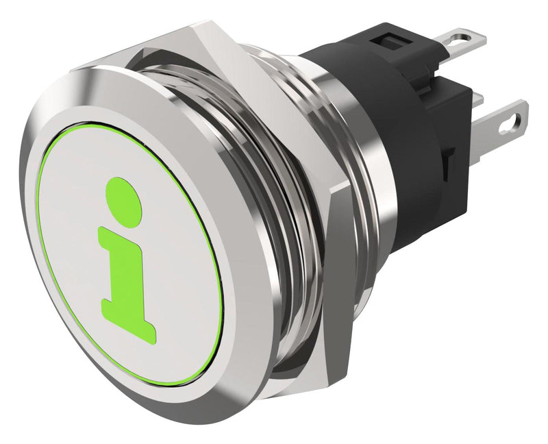 EAO 82-6151.1AA4.B004 Vandal Resistant Switch, Info, 82 Series, 22 mm, SPDT, Momentary, Round Flat Flush, Natural