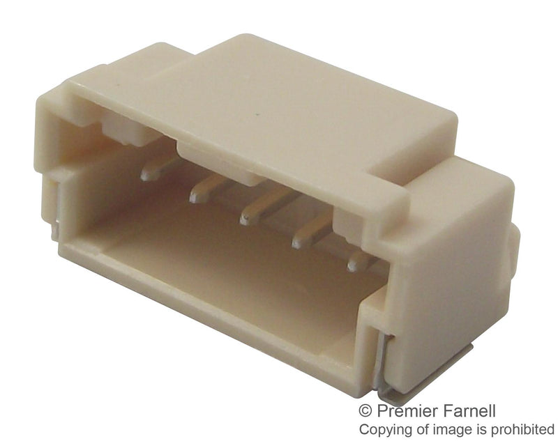 MOLEX 502352-0500 Pin Header, Signal, 2 mm, 1 Rows, 5 Contacts, Surface Mount Right Angle, DuraClik 502352