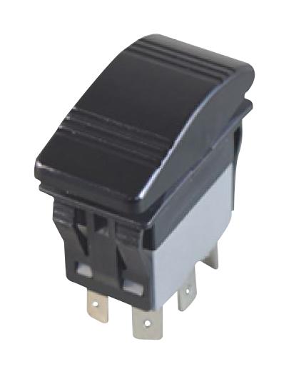 MULTICOMP PRO MPX5-264CNN-NABB-1NN-S Rocker Switch, IP67, (On)-Off-(On), DPDT, Non Illuminated, Panel, Snap-In, Black