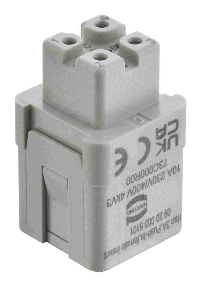 HARTING 9200035101 HEAVY DUTY INSERT, RCPT, 3POS, SIZE 3A