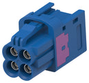 TE CONNECTIVITY 2474521-3 RF / Coaxial Connector, 4Port, Blue, Mini FAKRA Coaxial, Straight Jack, Crimp, 50 ohm, RG174