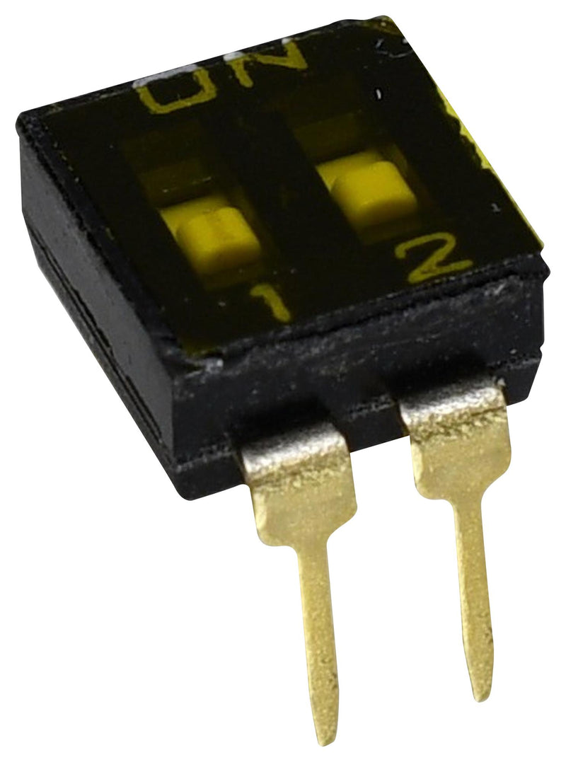 APEM IKD0200000 DIP / SIP Switch, 2 Circuits, Recessed, Through Hole, SPST-NO, 24 V, 25 mA