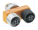 LUMBERG AUTOMATION ASBS 2 M12-5S Sensor Splitter, Y - Style, Cable Mount, 5 Position M12 Plug, 2 x 5 Position M12 Receptacle