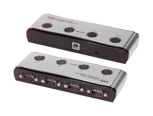 L-COM UMC-104 Converter, USB to 4 x RS-232, 12/1.5 Mbps, Aluminium, UMC Series