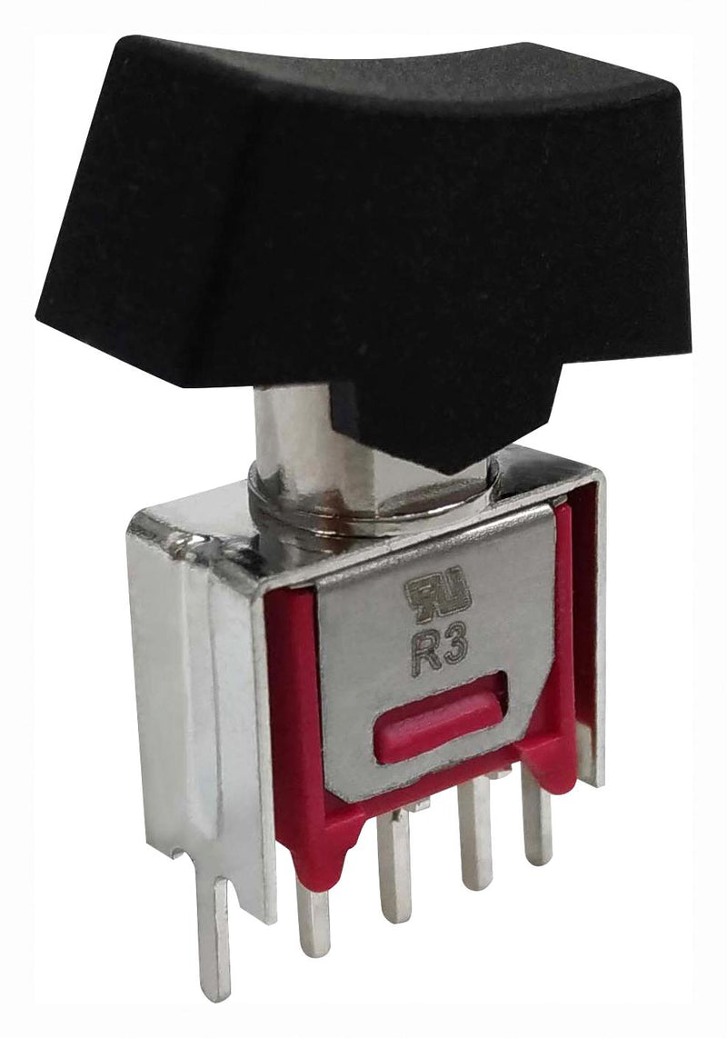 MULTICOMP PRO MP-R3-2B-B-SB5-13 Rocker Switch, Subminiature, On-On, SPDT, Non Illuminated, Through Hole, Black