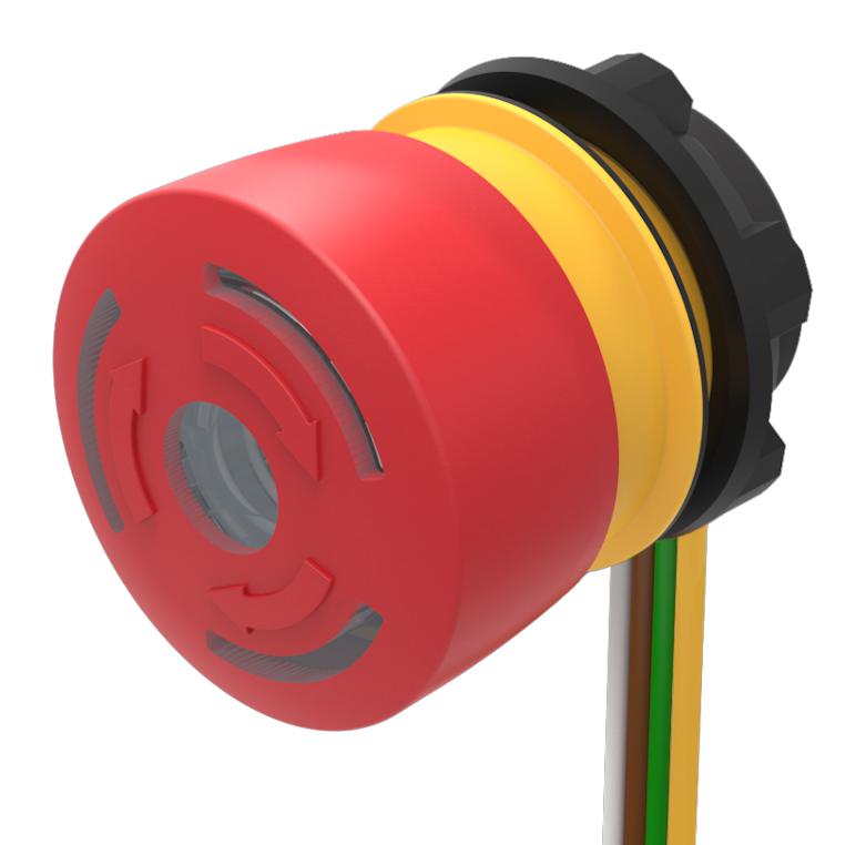 EAO 84-5321.2B40 Emergency Stop Switch, SPST-NC, Twist to Release, Cable, 3 A, 120 V