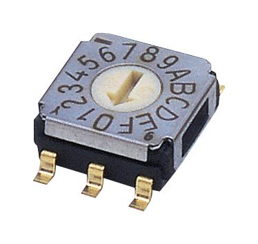 NIDEC COMPONENTS SA-7050TB Rotary Coded Switch, SA-7000 Series, Surface Mount, 16 Position, 5 VDC, Hexadecimal, 100 mA