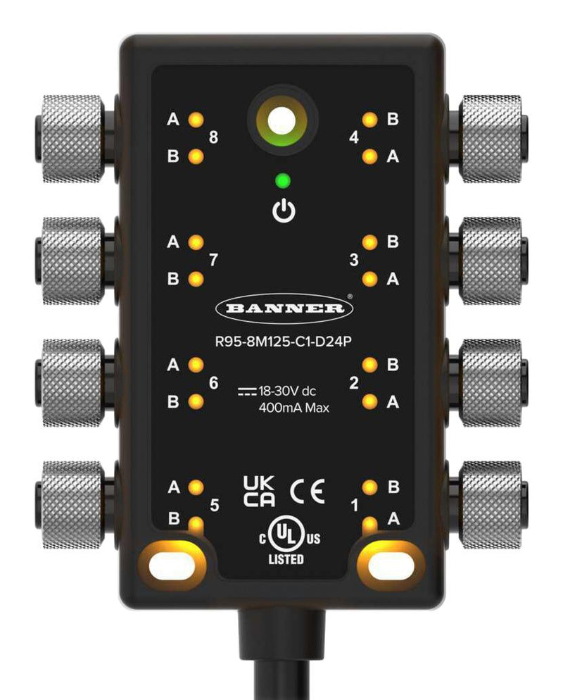 BANNER ENGINEERING R95-8M125-C1-D24P I/O JUNCTION BLOCK, 1M CABLE-5P M12 CONN