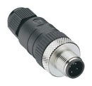 LUMBERG AUTOMATION RSC 4/9 Sensor Connector, RSC Series, M12, Male, 4 Positions, Screw Pin, Straight Cable Mount