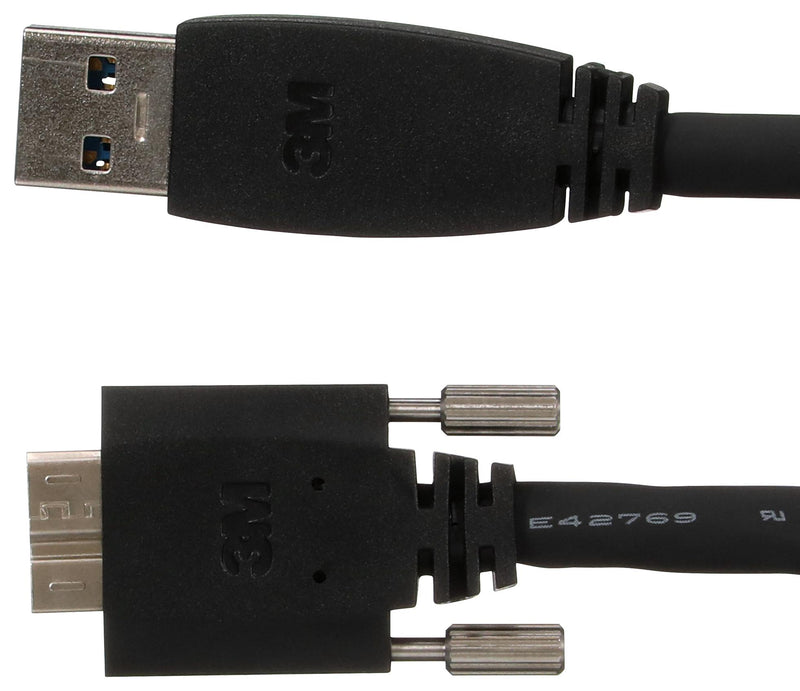 3M 1U30S-MB2-SA1-300 Computer Cable, USB Micro B Plug, USB 3.0 Type A Plug, 9.8 ft, 3 m, Black, 1U30A Series
