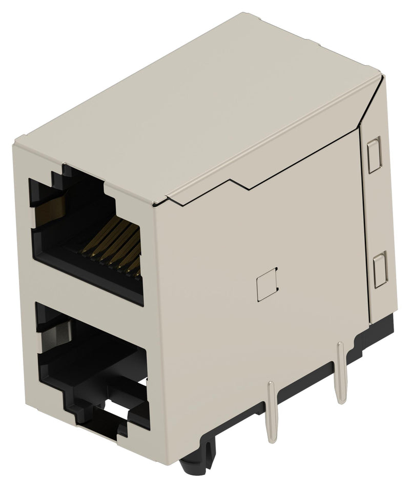 TE CONNECTIVITY 2501552-7 Modular Connector, RJ45 Jack, 2 x 1 (Stacked), 8P8C, Cat5, Through Hole Mount