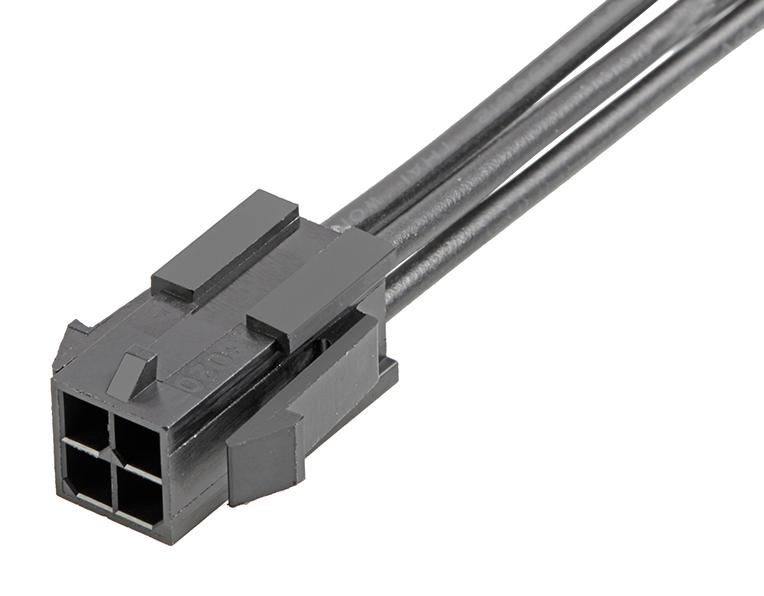 MOLEX 214757-2043 Cable Assembly, Micro-Fit 3.0 Plug to Micro-Fit 3.0 Plug, 4 Ways, 3 mm, 2 Row, 600 mm, 23.6 "