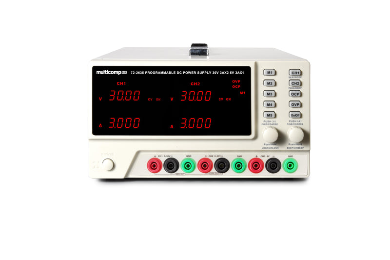 MULTICOMP PRO 72-2635 Bench Power Supply, Adjustable, Fixed, 3 Output, 0 V, 30 V, 0 A, 3 A