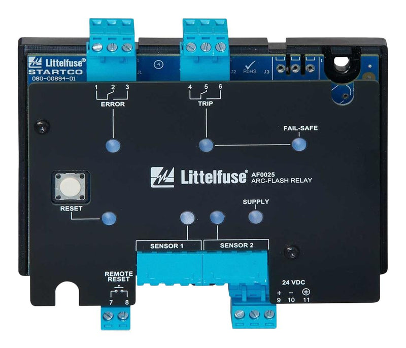 LITTELFUSE AF0025-00 Safety Relay, Arc-Flash, 24 VDC, DPDT, AF0025 Series, Surface Mount, DIN Rail, 6 A, Screw