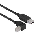 L-COM CAABLK-90DB-2M USB Cable, Type A Plug to 90&deg; Type B Plug, 2 m, 6.6 ft, USB 2.0, Black