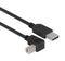 L-COM CAABLK-90DB-2M USB Cable, Type A Plug to 90&deg; Type B Plug, 2 m, 6.6 ft, USB 2.0, Black
