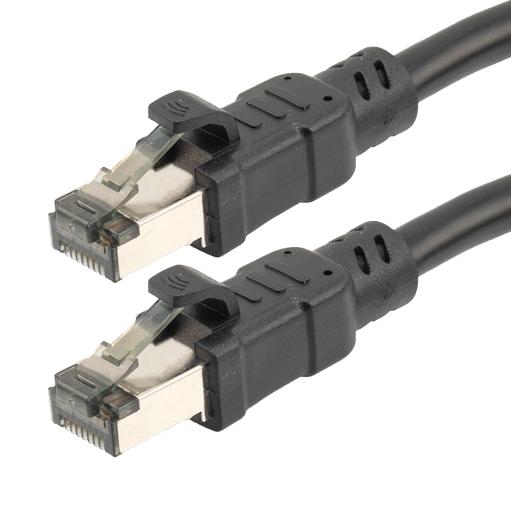 L-COM TRD824-BLK-50F Ethernet Cable, Cat8, RJ45 Plug to RJ45 Plug, FTP (Foiled Twisted Pair), Black, 15.2 m, 50 ft