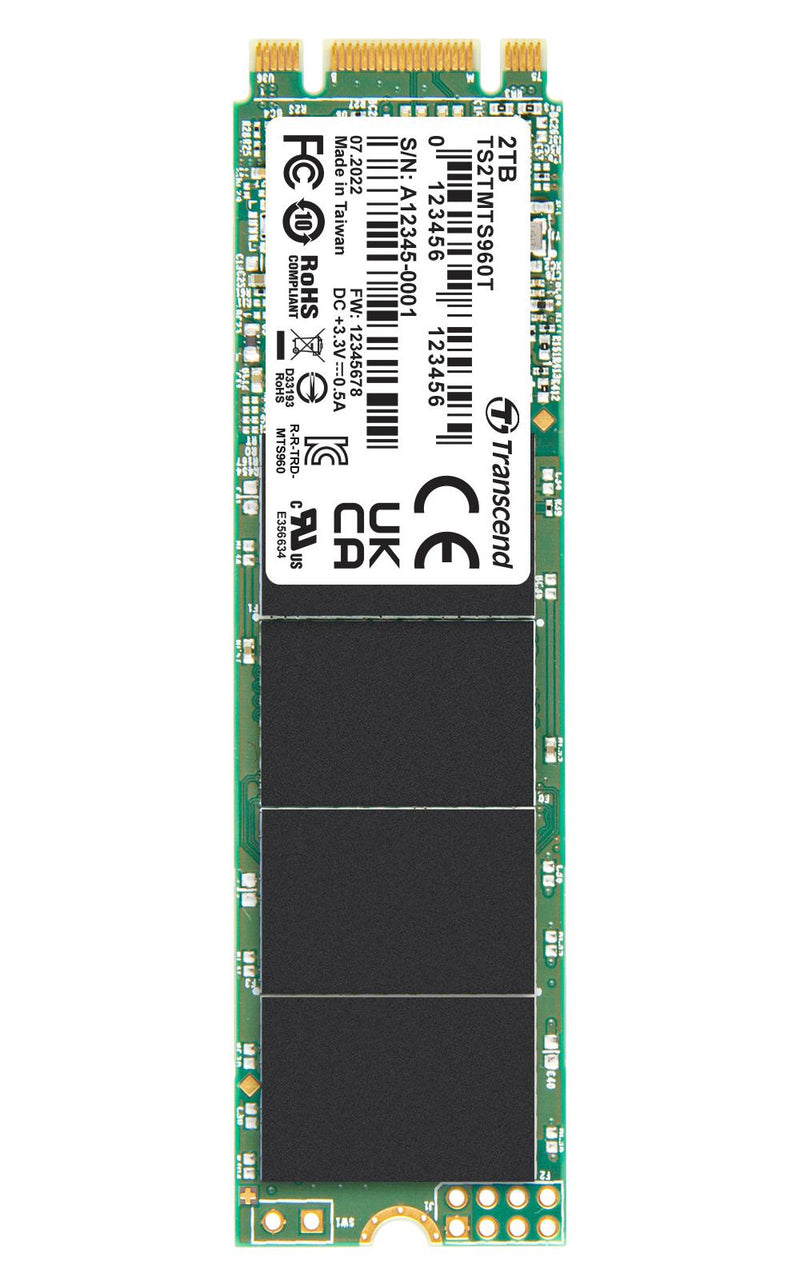 TRANSCEND TS2TMTS960T-VS1 SSD, Internal, M.2 2280, SATA 6 Gb/s (SATA III), 2 TB, 3D NAND