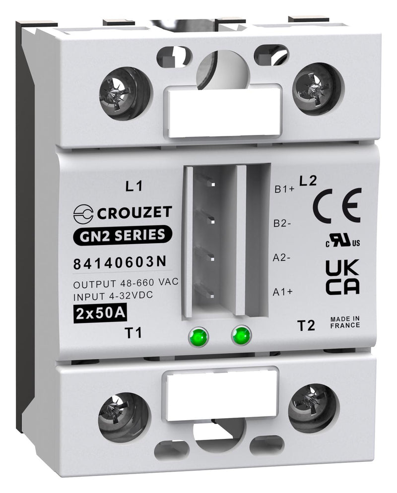 CROUZET 84140603N Solid State Relay, 50 A, 660 VAC, Panel Mount, Screw, Zero Crossing
