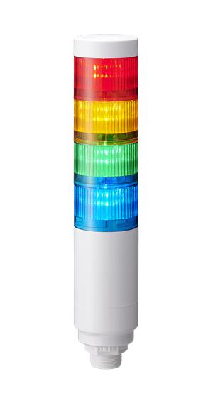 PATLITE LR6-402W8NW-RYGB Signal Tower, 4 Tier, Amber/Blue/Green/Red, 8 Pin M12 Connector, 24 VDC, IP65, Off White