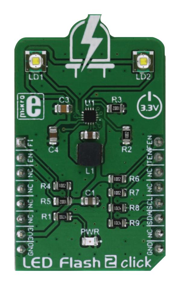 MIKROELEKTRONIKA MIKROE-2830 Add-On Board, LED Flash v2 Click Board, mikroBUS Connector