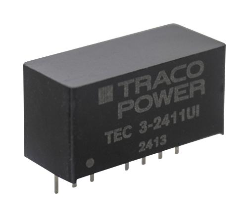 TRACO POWER TEC 3-2422UI Isolated Through Hole DC/DC Converter, ITE & Industrial, SIP, 4:1, 3 W, 2 Output, 12 VDC