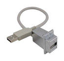 L-COM AL-ECF504-AA24 USB Cable, Type A Plug to Type A Receptacle, 609.6 mm, 24 ft, USB 2.0, Light Grey
