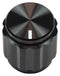 VISHAY ACCKMR1617NLT14 Knob, Metallic, Black, Round Shaft, 6.35 mm, Aluminium, Round with Top Indicator Line, 15.5 mm
