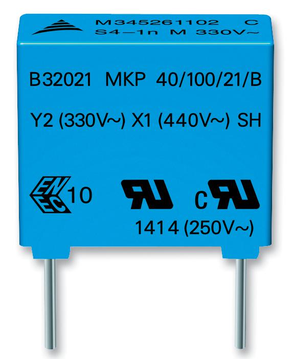 Epcos B32022A3103M289 B32022A3103M289 Safety Capacitor Metallized PP Radial Box - 2 Pin 10000 pF &plusmn; 20% Y2 Through Hole