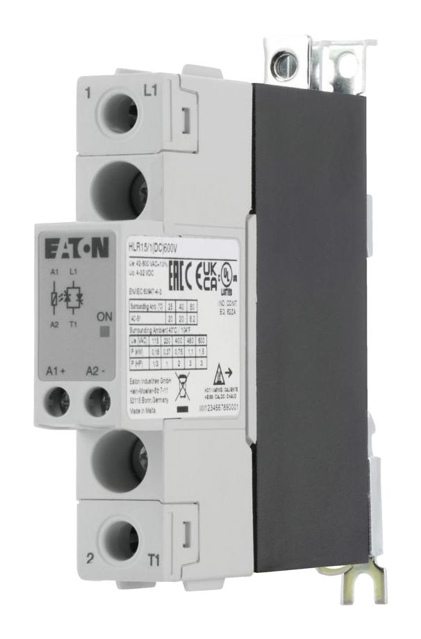 EATON MOELLER HLR15/1(DC)600V Solid State Relay, 1 Phase, 20 A, 600 V, DIN Rail, Screw, Zero Crossing