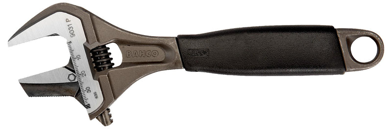BAHCO 9031P Adjustable Wrench, Rubber Handle, 39mm Max Jaw Opening, 218mm OAL, Alloy Steel, ERGO Series