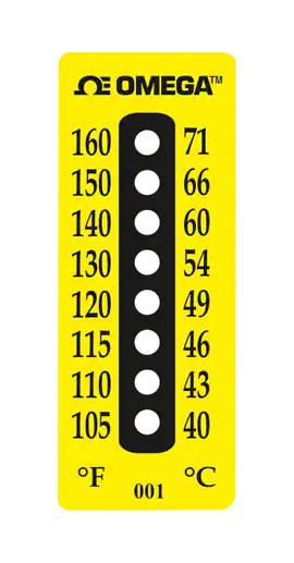 OMEGA TL-E-105-50 Label, Self Adhesive, 51 mm, 19 mm, Acrylic, Eight Dot Temperature Indicator