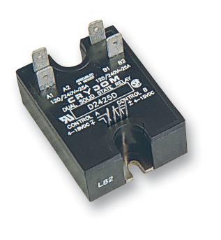 SENSATA/CRYDOM D2425D Solid State Relay, DPST-NO, 25 A, 280 VAC, Panel Mount, Quick Connect, Zero Crossing