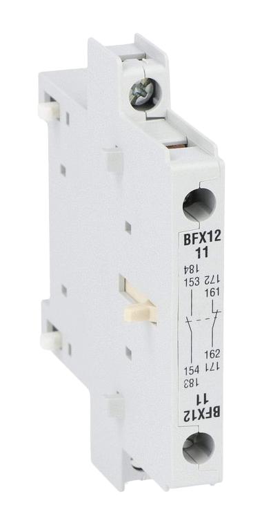 LOVATO BFX1211 Auxiliary Contact, Lovato BF00, BF09 TO BF150 Series Relay Contactors, 1NO-1NC, Side Mount, Screw