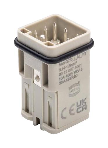 HARTING 09120075001 HEAVY DUTY INSERT, PLUG, 7POS, 10A