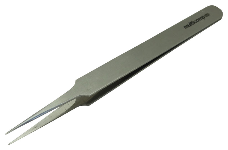 MULTICOMP PRO MP015183 Tweezers, Straight Tip, 110mm OAL, Stainless Steel Body/Tip
