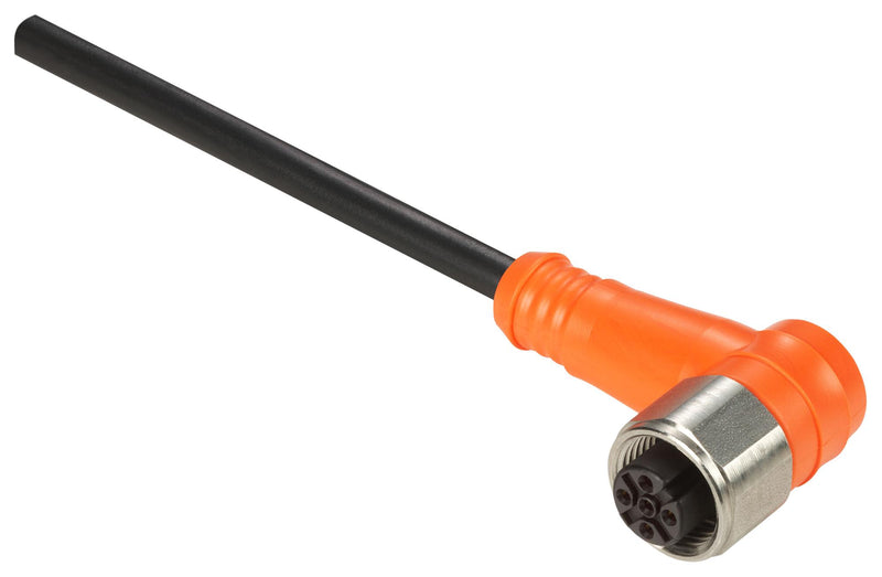 TELEMECANIQUE SENSORS XZCPA1164L5 Sensor Cable, 90&deg; M12 Receptacle, Free End, 5 Positions, 5 m, 16.4 ft, XZ Series