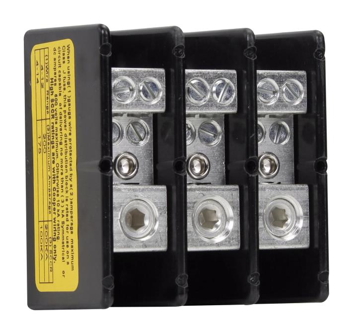 EATON BUSSMANN 16220-3 POWER DISTRIBUTION BLOCK, 3P, 600V, 175A