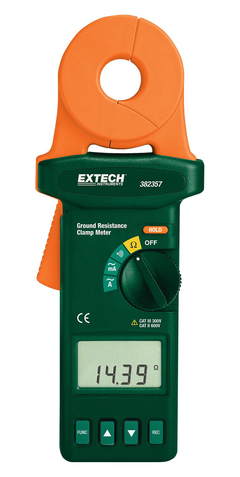 EXTECH INSTRUMENTS 382357 Earth Ground Tester, Ground Resistance, RMS Leakage Current, 0.025ohm to 1.5kohm, 1.667 kHz