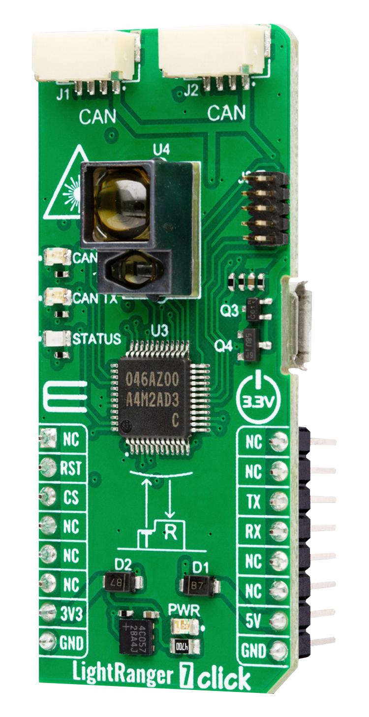 MIKROELEKTRONIKA MIKROE-5680 Add-On Board, LightRanger 7 Click, S50MV85G, 3.3V/5V in, CAN, SWD, UART, USB Interface