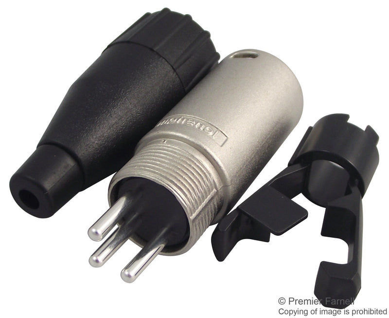 AMPHENOL AUDIO AC3MM XLR Connector, 3 Contacts, Plug, Cable Mount, Silver Plated Contacts, Metal Body, AC